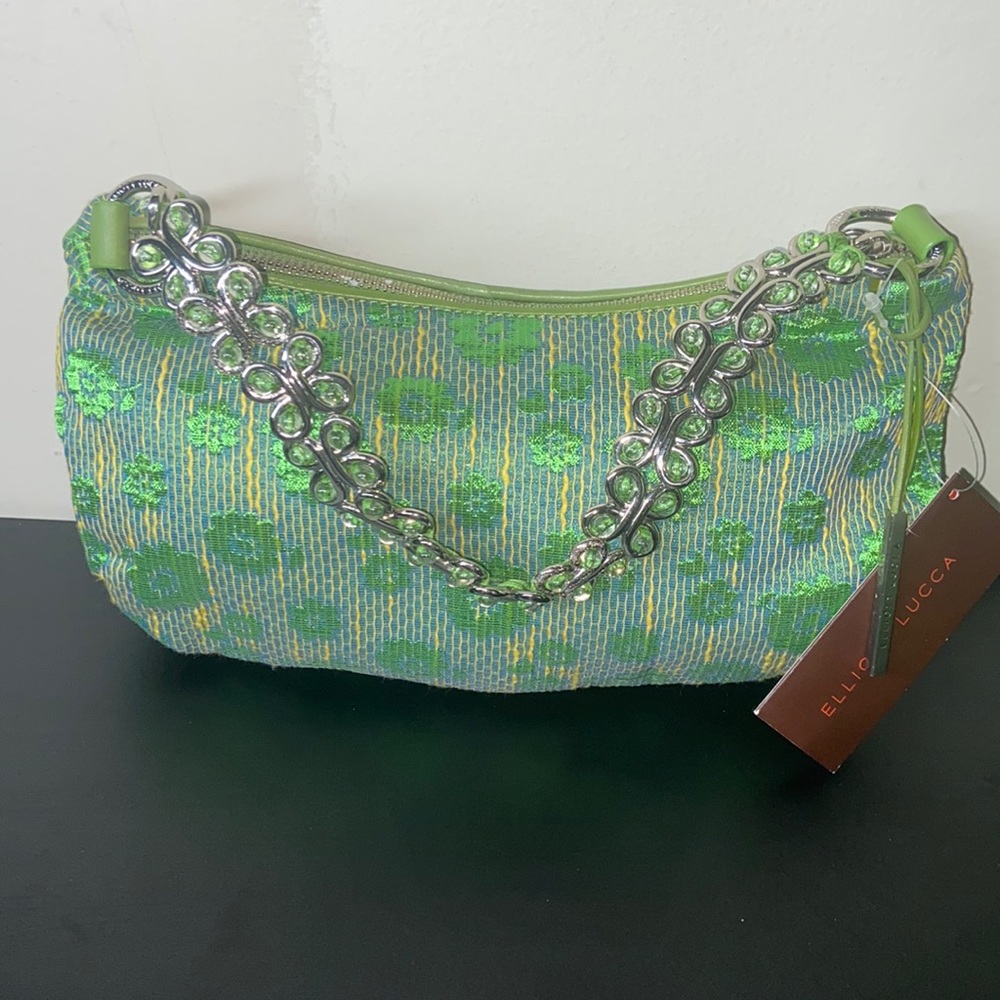 Elliott Lucca Green Floral Purse w/ Butterflies